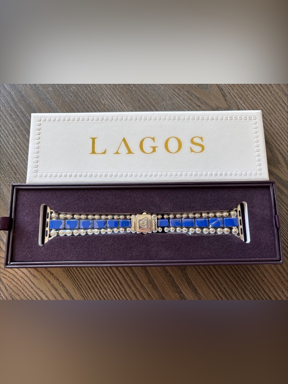 NWT LAGOS Caviar Apple Watch Band Blue Ultramarine Ceramic Bracelet 42mm Box+
